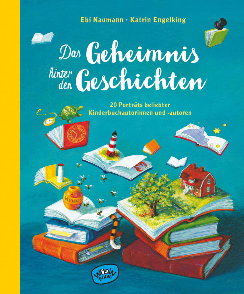 Zeichnung mit fliegenden Büchern, aus denen Gegenstände wachsen
