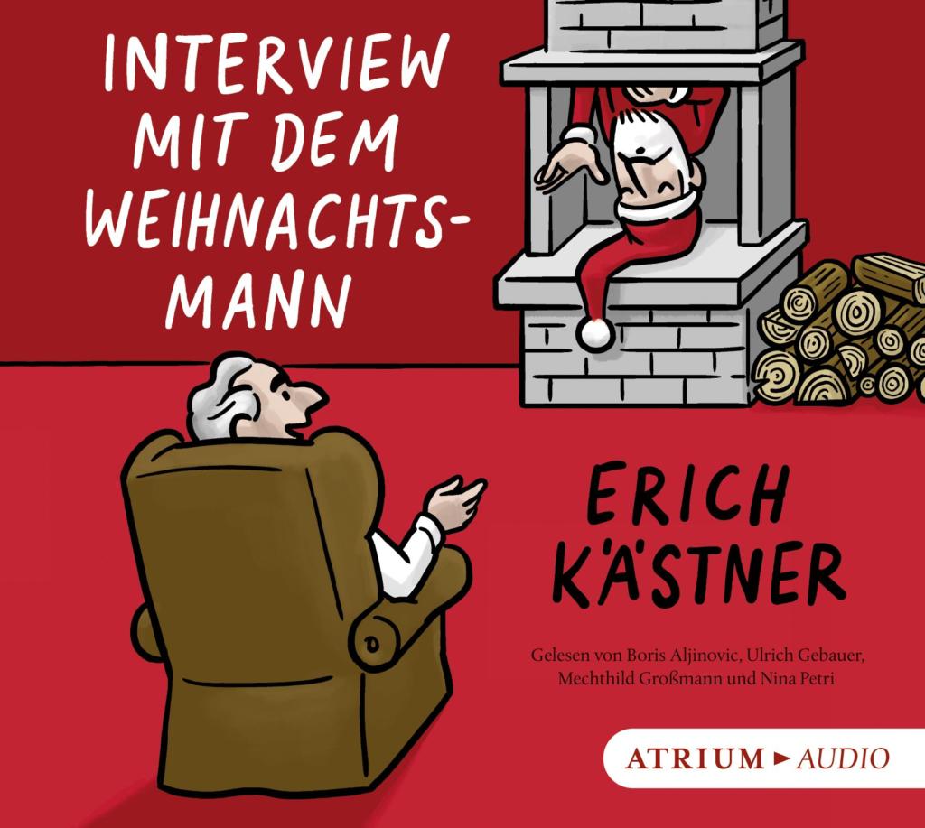 CD-Cover: Mann im Sessel vor Kamin, aus dem der Weihnachtsmann kommt