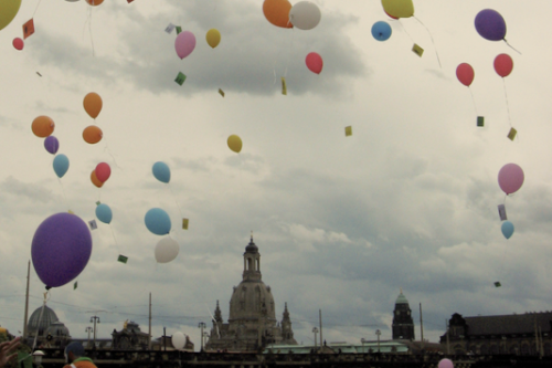 Foto mit Luftballons