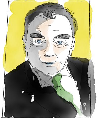 Porträt Erich Kästner, gezeichnet von Ruairí O'Brien