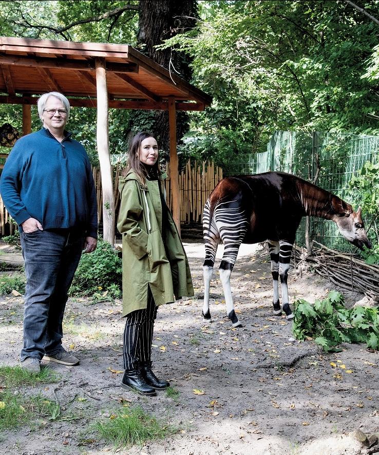 Ulrike Sterblich, Heiko Werning - und ein echtes Okapi