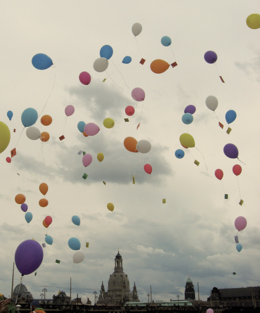 Foto mit Luftballons
